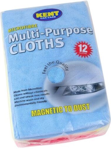 Kent Car Care Microfibre Multi Purpose Cloths - Pack Of 12