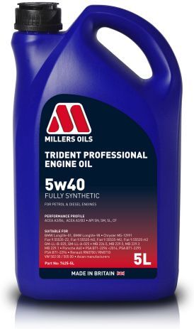 Millers Oils Trident Professional 5W40 Fully Synthetic Engine Oil - 5 Litre