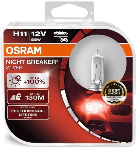 Osram Night Breaker Silver Headlight Bulbs (Pair) - H11 Twin Pack
