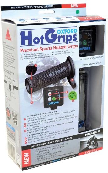Oxford HotGrips Premium Sports Heated Grips - Black, Black - Black