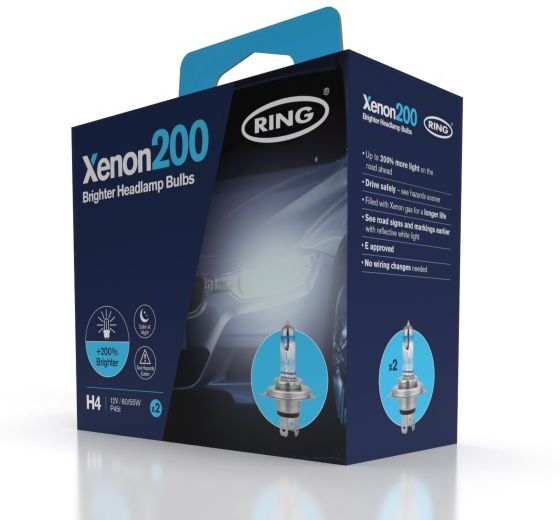 Ring Xenon 200 Headlight Bulbs (Pair) - H4 P43T 60/55W