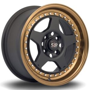 Rota Kyusha Alloy Wheels In Flat Black With Speed Bronze Lip Set Of 4 - 15x7 Inch ET38 4x100 PCD 67.1mm Centre Bore Flat Black With Speed Bronze Lip, Black  - Black