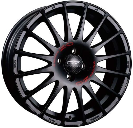 OZ Racing Superturismo GT Alloy Wheels in Matt Black Red Lettering Set of 4 - 18x8 Inch ET50 5x112 PCD 75mm Centre Bore Matt Black Red Lettering, Black - Black