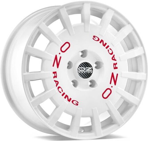 OZ Racing Rally Racing Alloy Wheels In Race White Red Lettering Set Of 4 - 18x8 Inch ET45 5x114.3 PCD White Red Lettering, White - White
