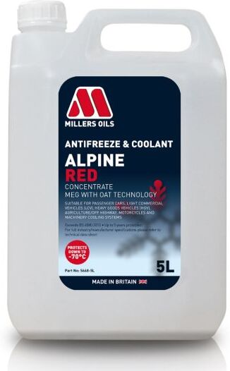 Millers Oils Red Alpine Anti Freeze Summer Coolant - 5 Litre