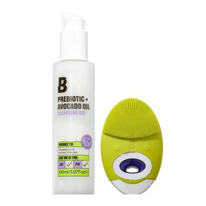 By BEAUTY BAY Facial Brush and Prebiotic + Avocado Oil Cleansing Gel Duo