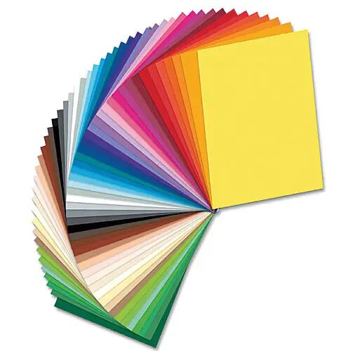Folia Coloured Card - 50 sheets of coloured board in 50 assorted vivid colours. Sheet size 25cm x 35cm. 300gsm weight card.