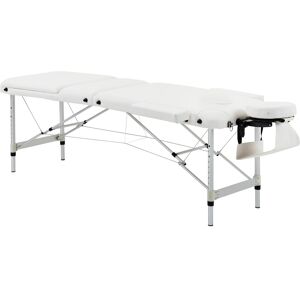 HOMCOM Folding PVC Leather Massage Table Aluminium Frame w/ Headrest Armrests Padding Handle Carry Bag Adjustable Height 3-Way Tri-Fold White HOMCOM Folding PVC Leather Massage Table Aluminium Frame w/ Headrest Armrests Padding Handle Carry Bag Adjustable Height 3-Way Tri-Fold White