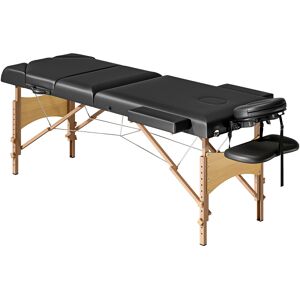 HOMCOM Foldable Massage Table with Beech Wood Legs - Black HOMCOM Foldable Massage Table with Beech Wood Legs - Black