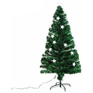 HOMCOM 5ft 150cm Green Fibre Optic Artificial Christmas Tree W/ Stars