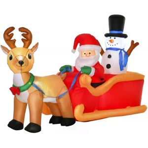 HOMCOM 1.3m Christmas Inflatable Santa Claus on Sleigh Deer, LED Lighted for Home Indoor Outdoor Garden Lawn Decoration Party Prop