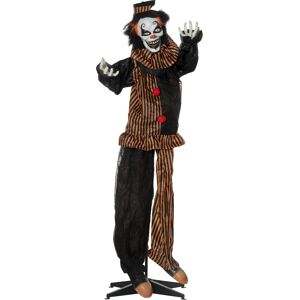 Outsunny 67 Inch Life Size Outdoor Halloween Decorations Talking Circus Clown, Animated Prop Animatronic Decor with Light Up Eyes, Laughter