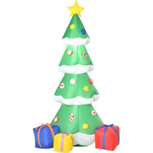 HOMCOM 2.1m Tall Inflatable Christmas Tree with Star and Multicolour Gift Boxes Huge Lighted Outdoor Decoration with 3 Built-in LED Lights Xmas Toy