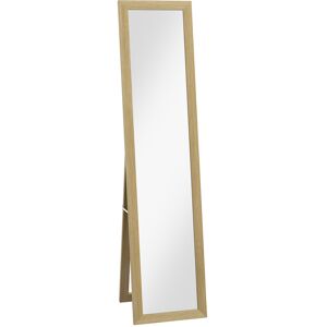 HOMCOM Full Length Mirror Rustic, Freestanding and Hanging Floor Mirror, Farmhouse Decorative Wall Mirror for Bedroom, Living Room, 155 cm, Natural.