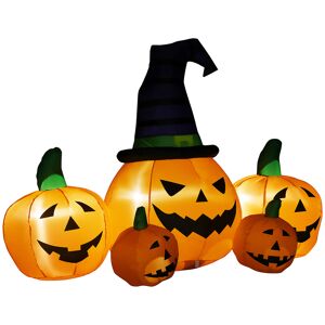 Outsunny 6ft Inflatable Halloween Large Pumpkin in Hat with Four Small Pumpkins, Blow-Up Outdoor LED Display for Lawn, Garden, Party