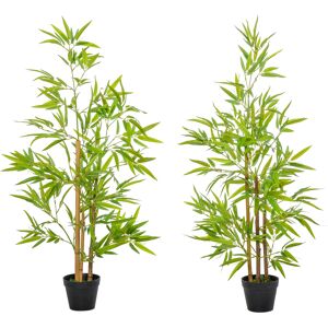 Outsunny Artificial Bamboo Trees, Set of 2, Decorative Plant with Nursery Pot, for Indoor Outdoor Use, 120cm