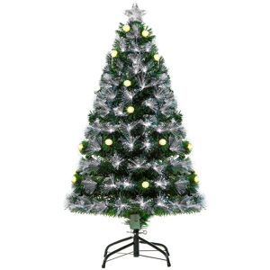 HOMCOM HOMCM 4ft White Light Artificial Christmas Tree w/ 130 LEDs Star Topper Tri-Base Full Bodied Seasonal Decoration Pre-Lit Home