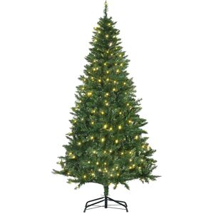 HOMCOM 6ft Prelit Christmas Tree Artificial Tree Warm White LED Light Holiday Home Xmas Decoration, Green