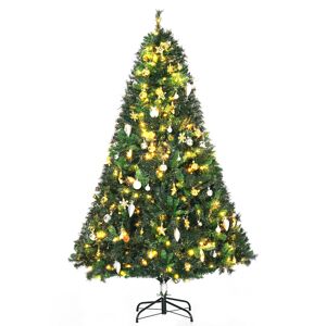 HOMCOM 1.8m 6ft Pre Lit Christmas Tree 200 LED Xmas Tree Holiday Décor with Decorative Balls Ornament Metal Stand