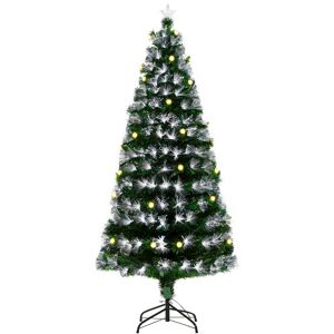 HOMCOM HOMCM 6ft White Light Artificial Christmas Tree w/ 230 LEDs Star Topper Tri-Base Full Bodied Seasonal Decoration Pre-Lit Home