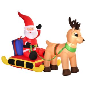HOMCOM Inflatable Santa, Polyester, 122H cm-Multicolour