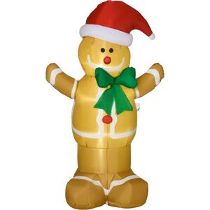 HOMCOM 183cm Christmas Inflatable Gingerbread Man Holiday Yard Lawn Decoration with LED Lights, Indoor Outdoor Blow Up Decor