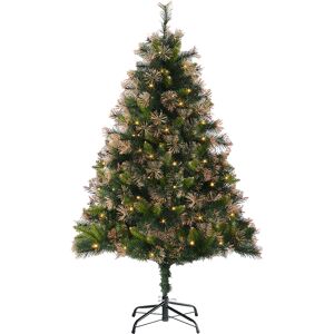 HOMCOM 1.5m Prelit Christmas Tree Artificial Tree, Metal Stand-Green