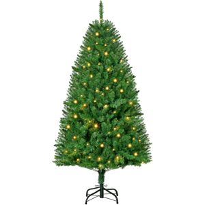 HOMCOM 5ft Prelit Christmas Tree Artificial Tree Warm White LED Light Holiday Home Xmas Decoration, Green Aosom UK HOMCOM 5ft Prelit Christmas Tree Artificial Tree Warm White LED Light Holiday Home Xmas Decoration, Green Aosom UK