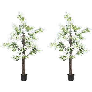 HOMCOM Artificial Honeysuckle Plants in Pot, Faux Flowers with Curved Boots, Indoor Outdoor Decor, 15x15x150cm, Set of 2, White HOMCOM Artificial Honeysuckle Plants in Pot, Faux Flowers with Curved Boots, Indoor Outdoor Decor, 15x15x150cm, Set of 2, White