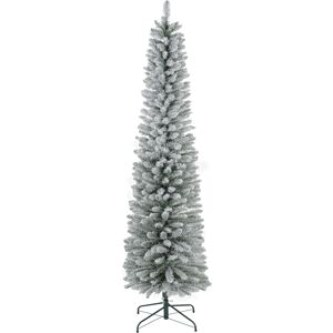 HOMCOM 7ft Artificial Pencil Christmas Tree with 405 Snow Flocked Tips, Metal Base, Realistic Xmas Tree Aosom UK HOMCOM 7ft Artificial Pencil Christmas Tree with 405 Snow Flocked Tips, Metal Base, Realistic Xmas Tree Aosom UK