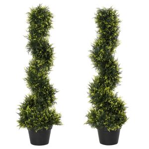 Outsunny Set Of 2 Artificial Tree 90cm/3FT Artificial Spiral Topiary Trees w/ Pot Fake Greenery Plant Home Office Garden Décor Green Aosom UK Outsunny Set Of 2 Artificial Tree 90cm/3FT Artificial Spiral Topiary Trees w/ Pot Fake Greenery Plant Home Office Garden Décor Green Aosom UK