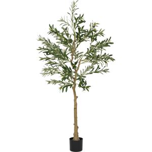 HOMCOM 5ft/ 150cm Decorative Artificial Plant, Silk Olive Tree with 720 Leaves and 32 Olive Fruits in Pot, Fake Plant for Home, Office, Living Room, Indoor Decor HOMCOM 5ft/ 150cm Decorative Artificial Plant, Silk Olive Tree with 720 Leaves and 32 Olive Fruits in Pot, Fake Plant for Home, Office, Living Room, Indoor Decor