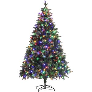 HOMCOM 7ft Prelit Artificial Christmas Tree with Dual Colour LED Light and 1466 Tips, Metal Base, Realistic Hinged Xmas Tree, Green Aosom UK HOMCOM 7ft Prelit Artificial Christmas Tree with Dual Colour LED Light and 1466 Tips, Metal Base, Realistic Hinged Xmas Tree, Green Aosom UK