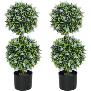 HOMCOM Set of 2 Decorative Artificial Plants Ball Trees with Lavender Flowers in Pot Fake Plants for Home Indoor Outdoor Decor, 70cm, Blue HOMCOM Set of 2 Decorative Artificial Plants Ball Trees with Lavender Flowers in Pot Fake Plants for Home Indoor Outdoor Decor, 70cm, Blue