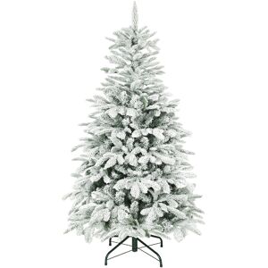 HOMCOM 5 ft Artificial Flocked Christmas Tree with 717 Branches, Hinged Xmas Tree with Foldable Metal Stand, Easy Assembly for Home Office Decor HOMCOM 5 ft Artificial Flocked Christmas Tree with 717 Branches, Hinged Xmas Tree with Foldable Metal Stand, Easy Assembly for Home Office Decor