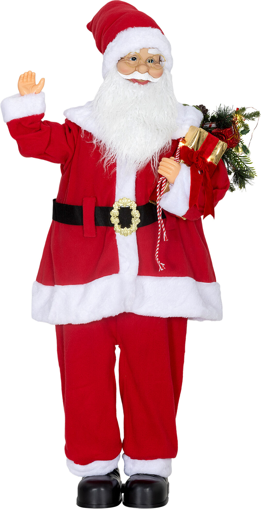 HOMCOM Life Size Santa Claus Christmas Decoration, Voice-Activated with Twinkling LED Lights, Red