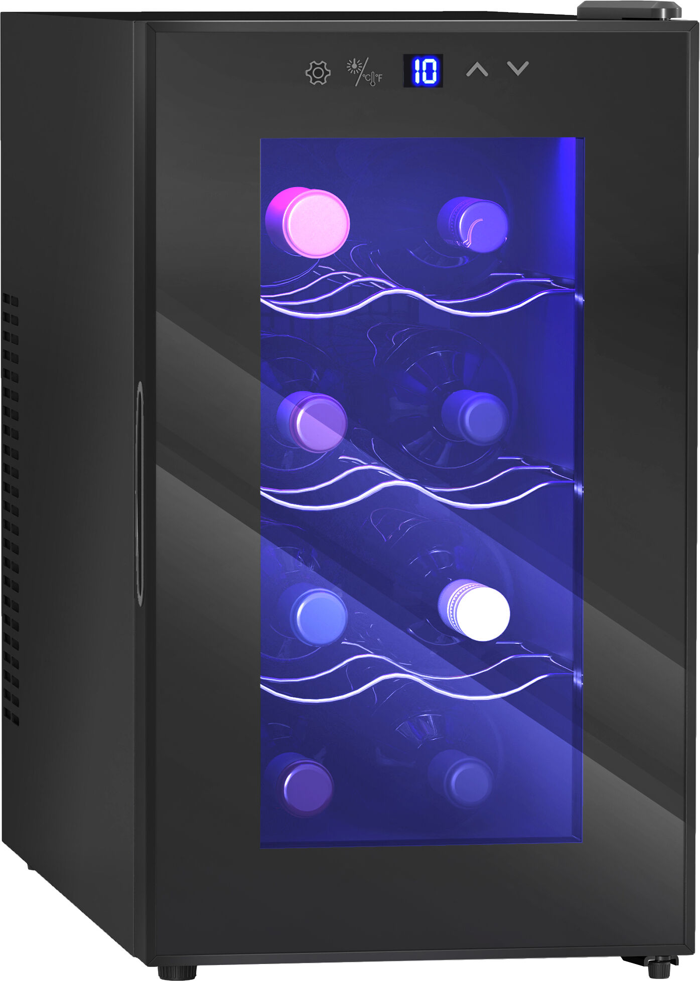 HOMCOM Mini Freestanding Wine Cooler Fridge, 8 Bottle, 21L, 26.5cm Quiet Thermoelectric Under Counter Drinks Beer Wine Fridge