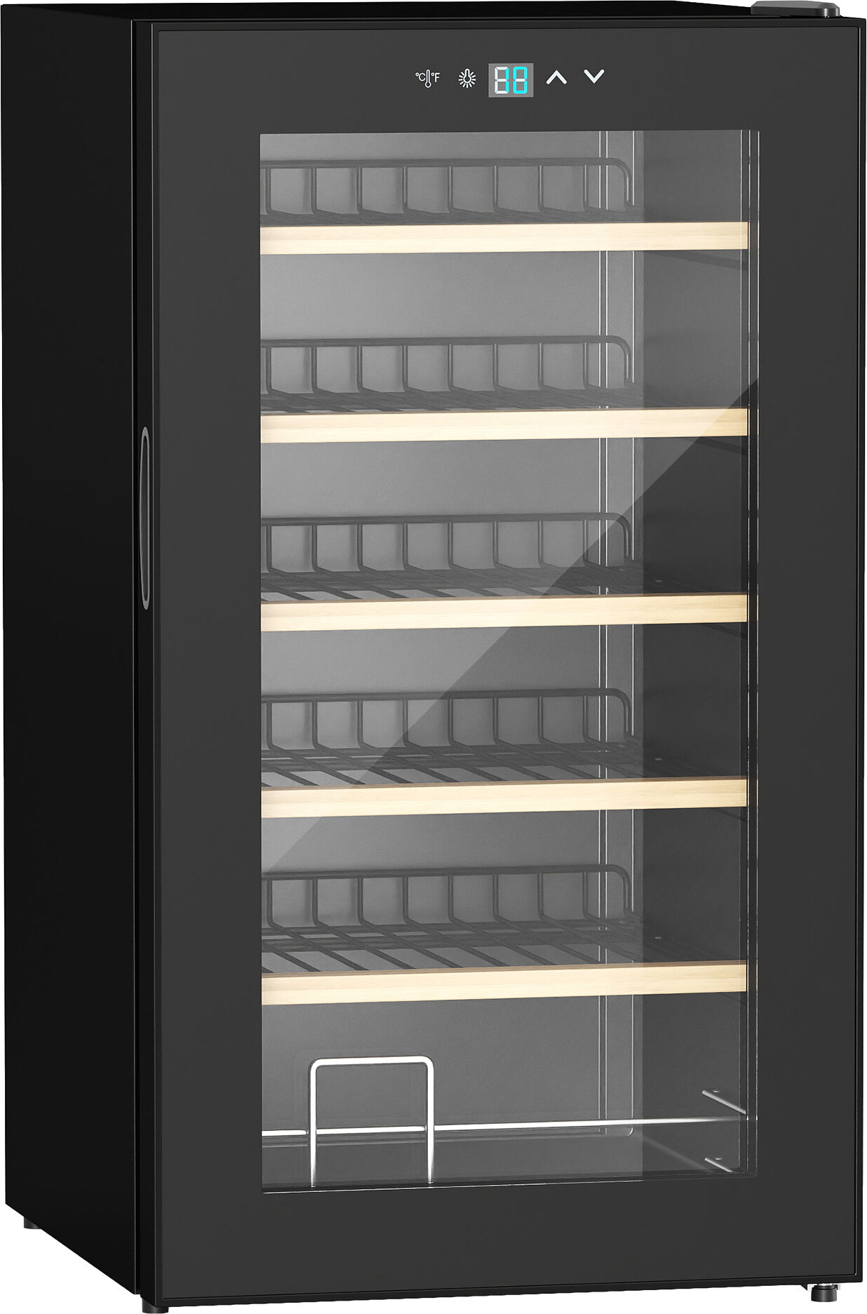 HOMCOM 24 Bottles Freestanding Wine Fridge w/ Glass Door, 65L Single Zone Wine Cooler Fridge w/ Digital Touch Screen Controls, LED Light, Black