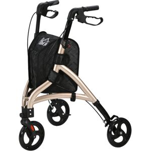 HOMCOM 3 Wheel Rollator, Lightweight Aluminium Tri Walker with Adjustable Handle, Storage Bag and Dual Brakes, Folding Mobility Walking Aid