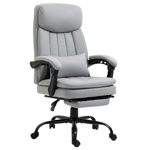Vinsetto Massage and Heat Office Chair, Microfibre Reclining Computer Chair with Footrest, Lumbar Support, Armrest, Grey
