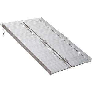 HOMCOM Portable Folding Wheelchair Ramp, Aluminium Mobility Scooter Access Aid, 4ft, 270kg Capacity, Silver