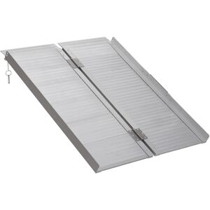 HOMCOM 3ft Folding Aluminum Wheelchair Ramp, Scooter Portable Mobility Assist Suitcase Access Aid, 270kg Capacity, silver HOMCOM 3ft Folding Aluminum Wheelchair Ramp, Scooter Portable Mobility Assist Suitcase Access Aid, 270kg Capacity, silver