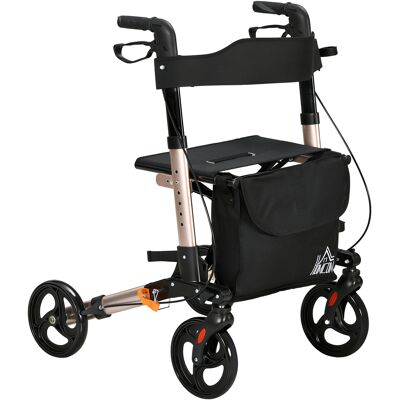 HOMCOM Rollator with Seat Folding Mobility Walker Lightweight Aluminium Adjustable Height Dual Brakes Cane Holder for Seniors & Disabled Aosom UK HOMCOM Rollator with Seat Folding Mobility Walker Lightweight Aluminium Adjustable Height Dual Brakes Cane Holder for Seniors & Disabled Aosom UK