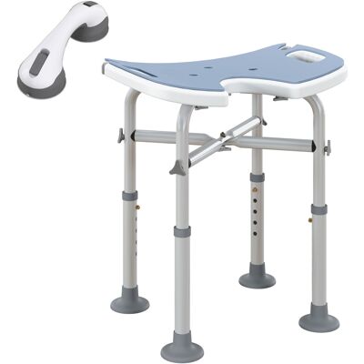 HOMCOM - Bath Stool with Suction Cup - 39-51.5cm - Light Blue - Shower Stool HOMCOM - Bath Stool with Suction Cup - 39-51.5cm - Light Blue - Shower Stool