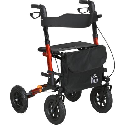HOMCOM Lightweight Walking Frame, Rubber Wheels, Rollator Walker with Seat and Wheels with Adjustable Handle, Bag, Red HOMCOM Lightweight Walking Frame, Rubber Wheels, Rollator Walker with Seat and Wheels with Adjustable Handle, Bag, Red