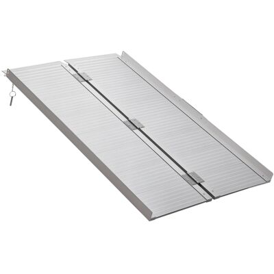HOMCOM Portable Folding Wheelchair Ramp, Aluminium Mobility Scooter Access Aid, 4ft, 270kg Capacity, Silver Aosom UK HOMCOM Portable Folding Wheelchair Ramp, Aluminium Mobility Scooter Access Aid, 4ft, 270kg Capacity, Silver Aosom UK