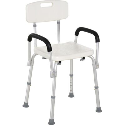 HOMCOM Portable Shower Chair, Adjustable Medical Stool, with Back and Armrest for Enhanced Mobility, White. Aosom UK HOMCOM Portable Shower Chair, Adjustable Medical Stool, with Back and Armrest for Enhanced Mobility, White. Aosom UK