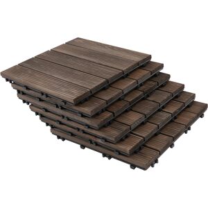 Outsunny 27 Pcs Solid Wood Interlocking Decking Tiles For Patio, Balcony, Roof Terrace, Hot Tub, Black, (30 x 30 cm Per Piece)