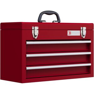 DURHAND Metal Tool Box, 3 Drawer, Lockable Tool Chest with Latches, Handle, Ball Bearing Runners, Red Aosom UK DURHAND Metal Tool Box, 3 Drawer, Lockable Tool Chest with Latches, Handle, Ball Bearing Runners, Red Aosom UK