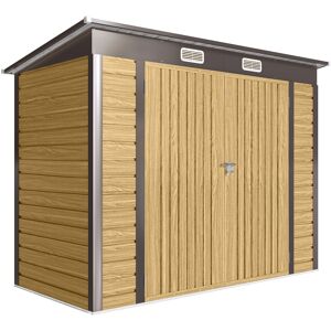 Outsunny 3.7 x 7.9ft Galvanised Steel Shed, with Latched Door and Padlock - Oak Outsunny 3.7 x 7.9ft Galvanised Steel Shed, with Latched Door and Padlock - Oak